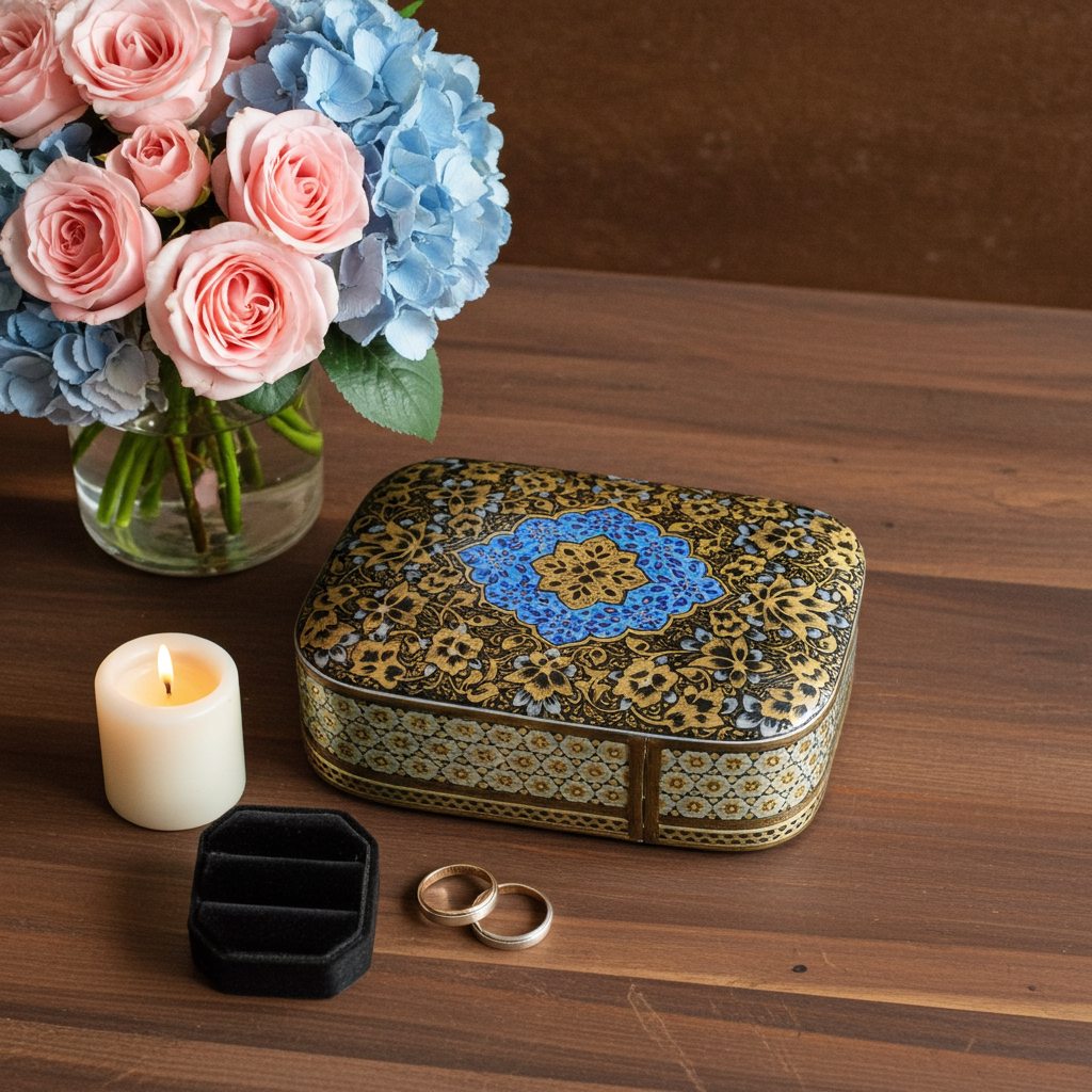 Handgefertigte persische Holzkunst – Backgammon & Schach mit Khatam-Intarsien