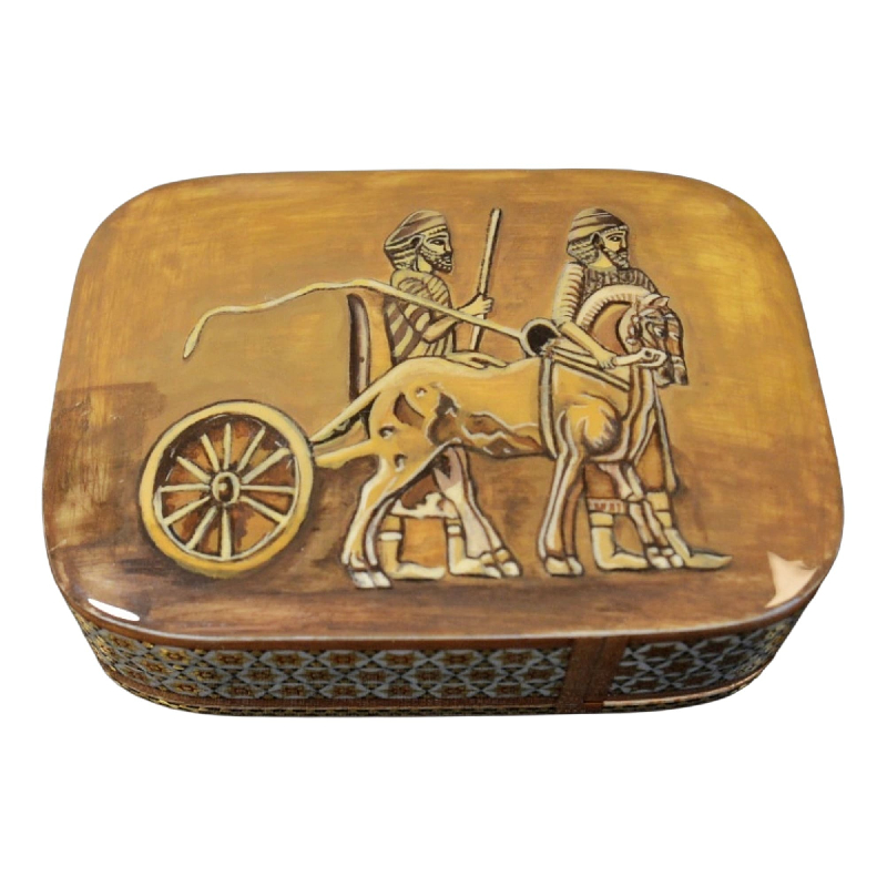 Edles Schmuckkästchen/Spielkartenbehälter aus Holz mit Intarsie und Handbelates Blumentmuster