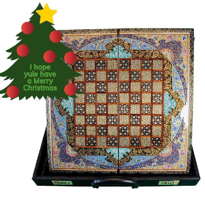 hochwertigen Schachbrett mit blauem Blumenmuster und Intarsien-Design mit den maßen 50 x 50 x 3 cm