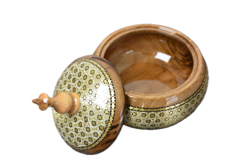 Edle Schokoladendose aus Holz mit Intarsien Design-Seite