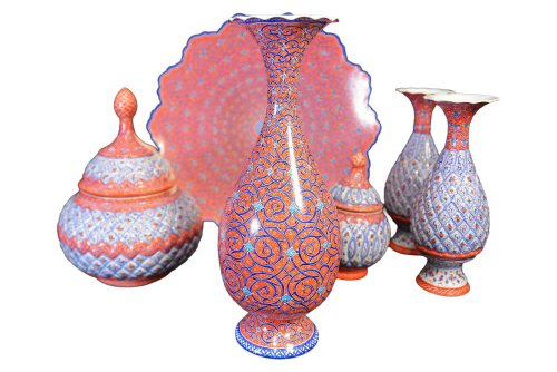 Minakari Vase & Plätzchendose und Teller