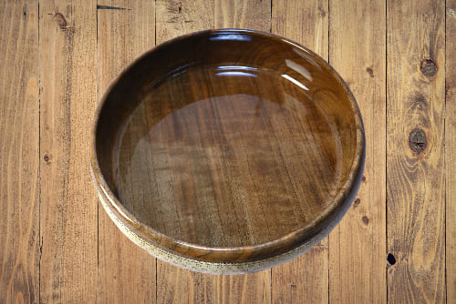 Edle Pralinenschale aus Holz mit Intarsien Design