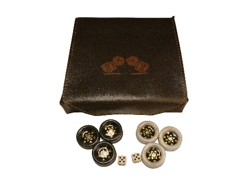 Kunstledertasche für Backgammon Steine