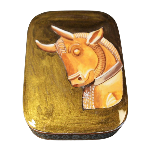 Edles Schmuckkästchen/Spielkartenbehälter aus Holz mit Intarsie und Handbelates Blumentmuster