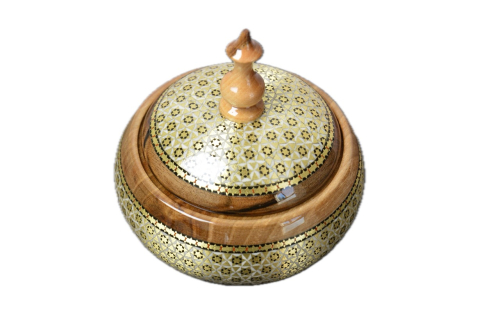 Edle Schokoladendose aus Holz mit Intarsien Design mit Süßigkeiten