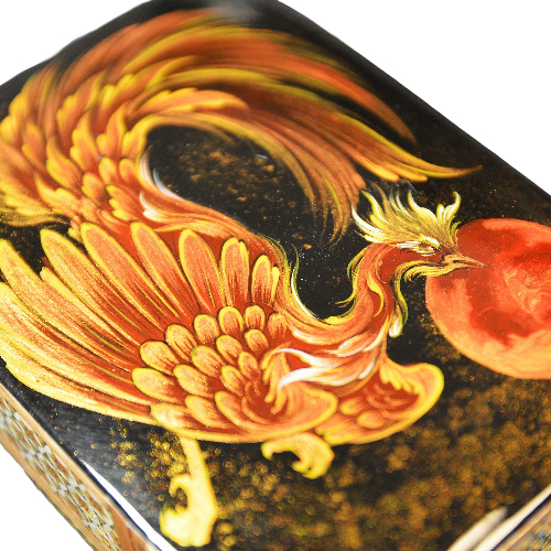 Edles Schmuckkästchen-Spielkartenbehälter aus Holz mit Intarsie und Handbelates Blumentmuster