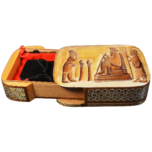 Edles Schmuckkästchen-Spielkartenbehälter aus Holz mit Intarsie und Handbelates Blumentmuster