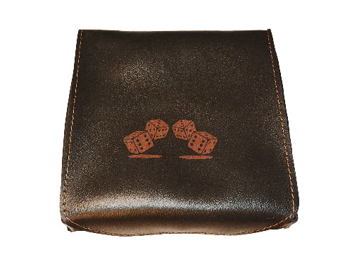Backgammon Spielsteine und Wurfel in der Kunstledertasche
